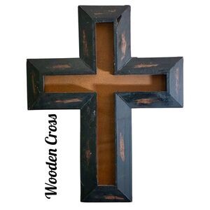 Rainbow Inc. 14” Lightweight Rustic Black Distressed Wooden Wall Cross